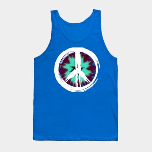 Maroon/Teal Tie-Dye Peace Sign Tank Top